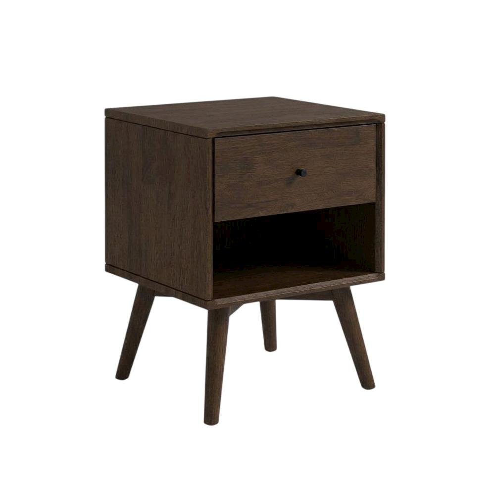 Brown Mid Century Modern Nightstand with Wooden Finish Andelegant Design