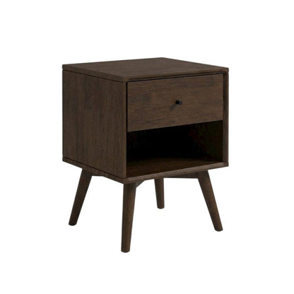 Brown Mid Century Modern Nightstand with Wooden Finish Andelegant Design