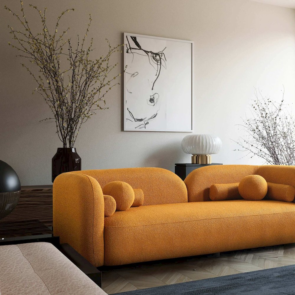 Donna Japandi Style Yellow Boucle Sofa