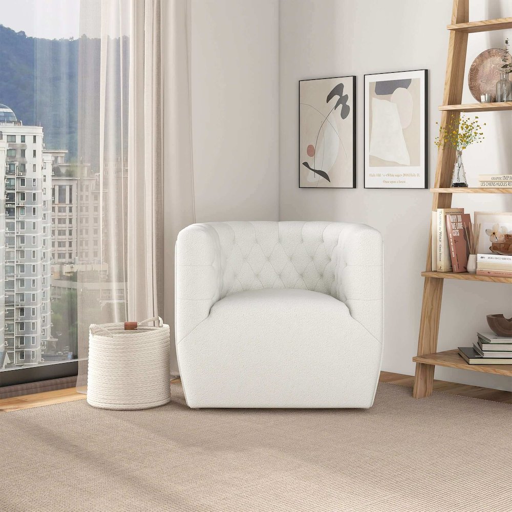 Delaney Cream Boucle Swivel Chair