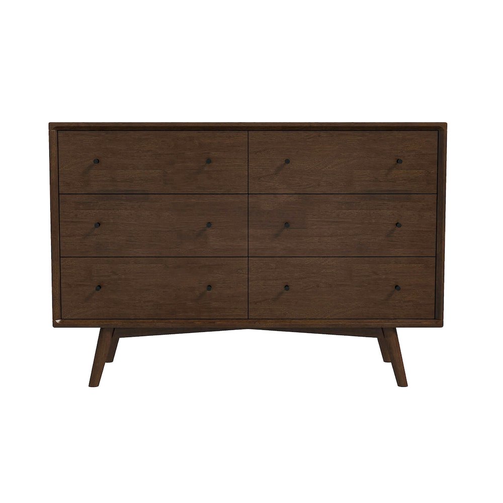 Solid Wood 6-Drawer Dresser for Bedroom, Real Wood Construction, Brown
