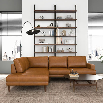 Corbin Left-Facing Tan Leather Sectional Sofa
