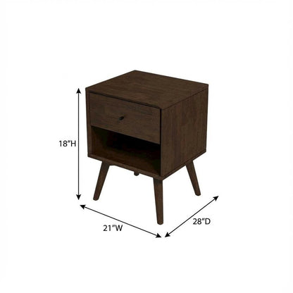 Brown Mid Century Modern Nightstand with Wooden Finish Andelegant Design