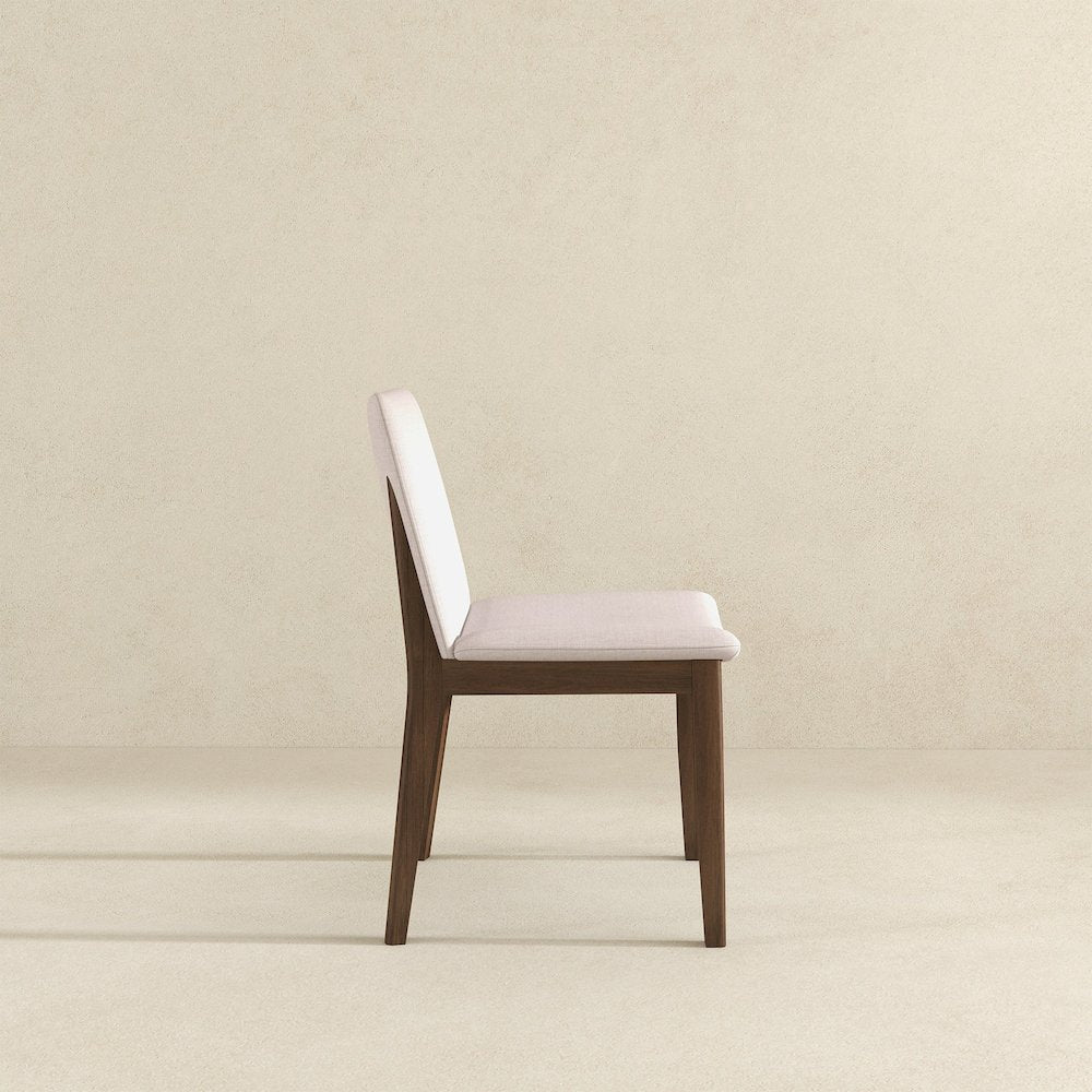 Laura  Beige Linen Solid Wood Dining Chair (Set Of 2)