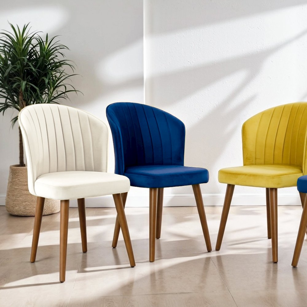 Parsons Beige Velvet Dining Chair - Set of 2
