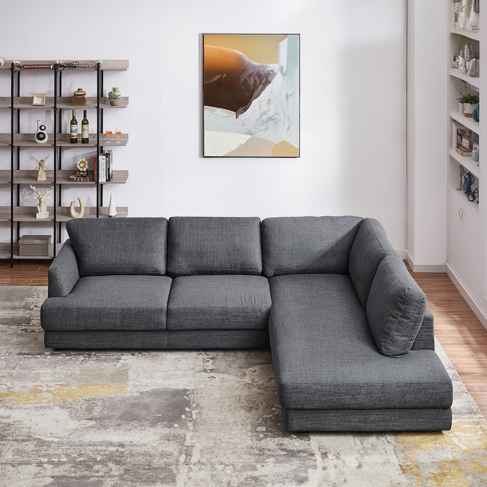 Glander Grey Fabric Right-Facing Sectional Sofa