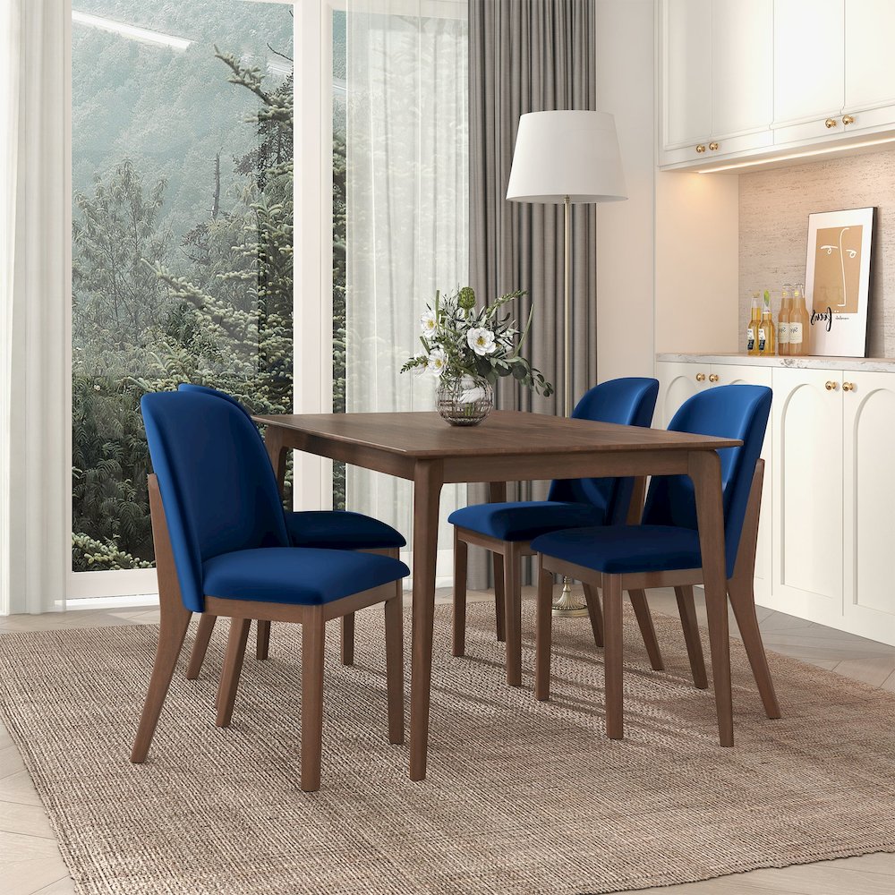 Kaitlyn  Navy Blue Velvet Dining Chair (Set Of 2)