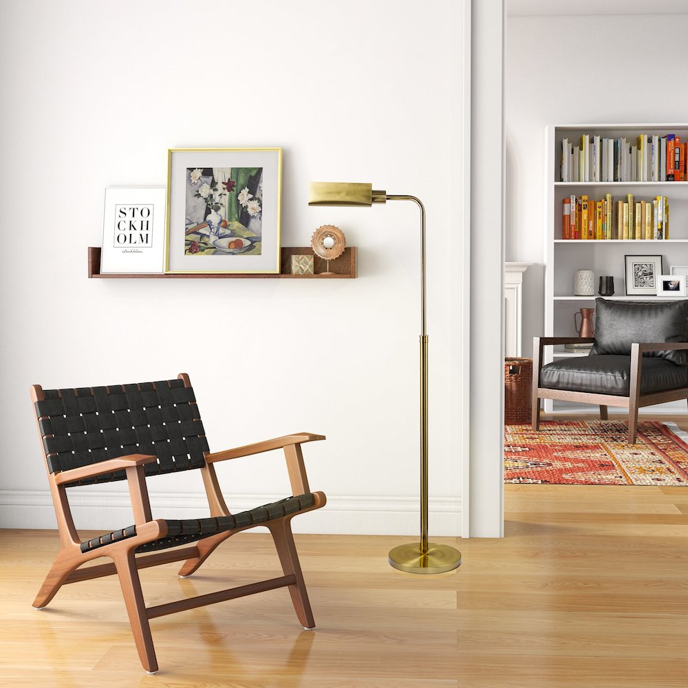 Elara Floor Lamp Gold outer and White inner
