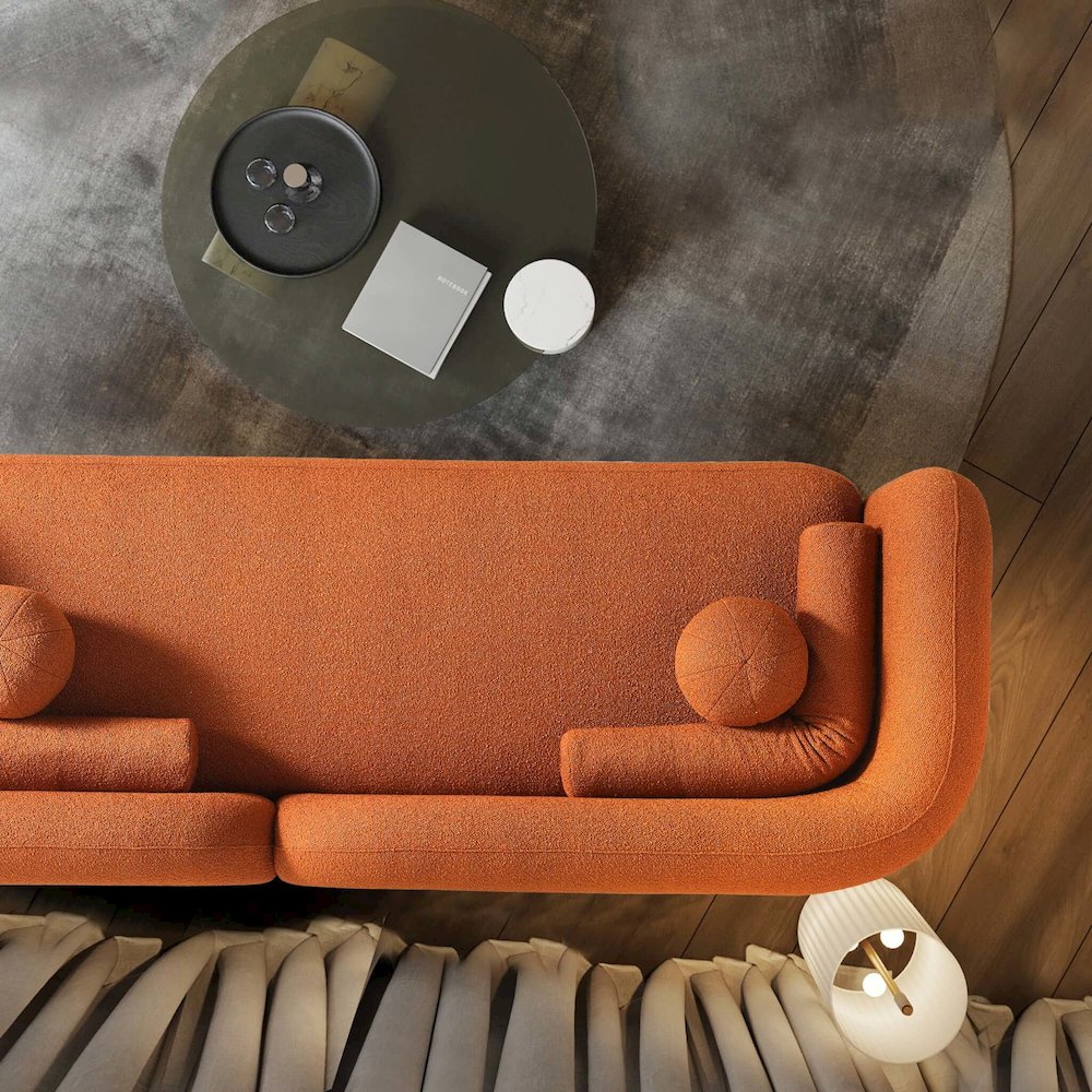 Donna Japandi Style Burnt Orange Boucle Sofa