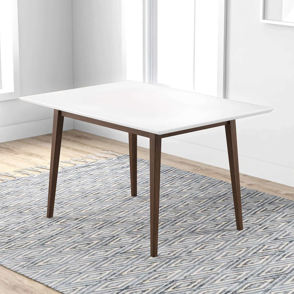Levi Modern Style Solid Wood Rectangular White Top Dining Table 47"