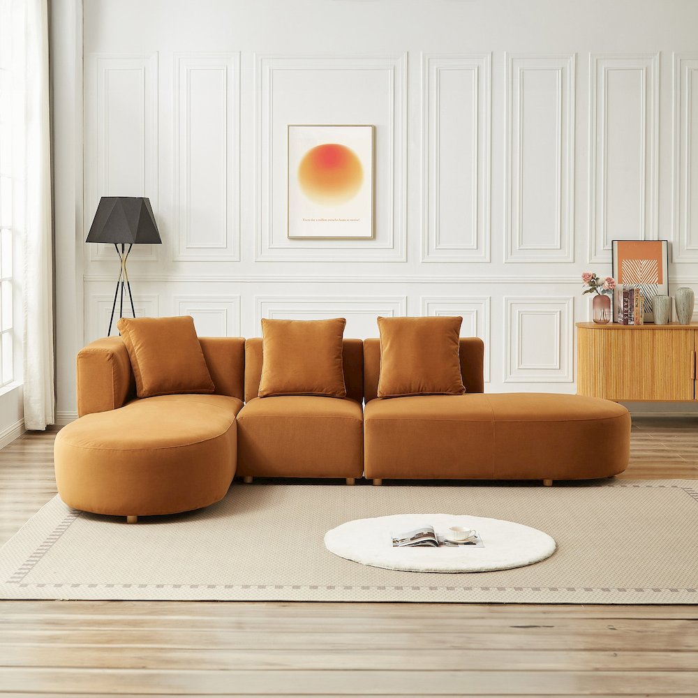 Orby Velvet Sectional Sofa Left Facing