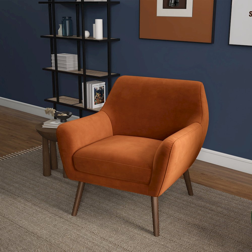 Panom Burnt Orange Velvet Lounge Chair