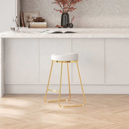 Jane 26" Luxury Ivory Upholstered Stool