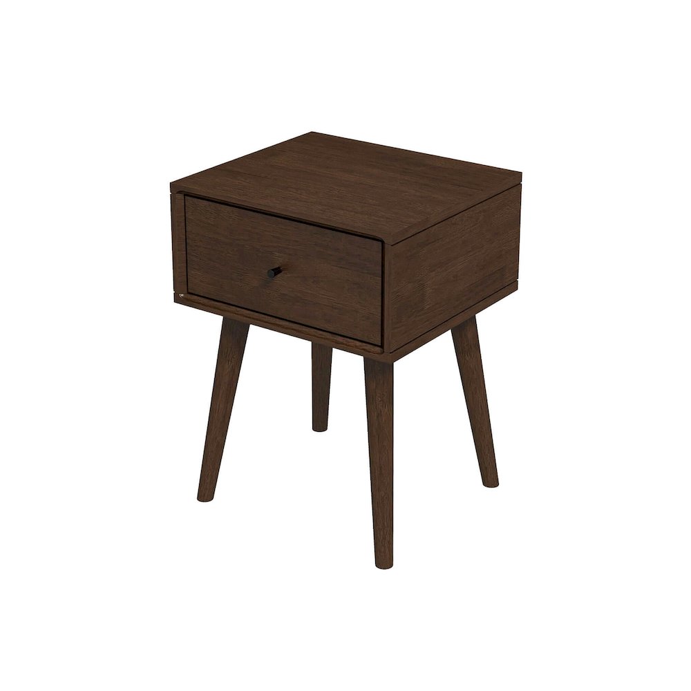 Solid Wood Mid Century Modern Nightstand in Brown, Modern Nightstand Design