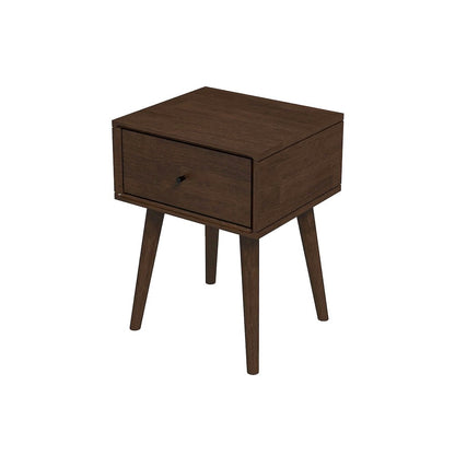 Solid Wood Mid Century Modern Nightstand in Brown, Modern Nightstand Design