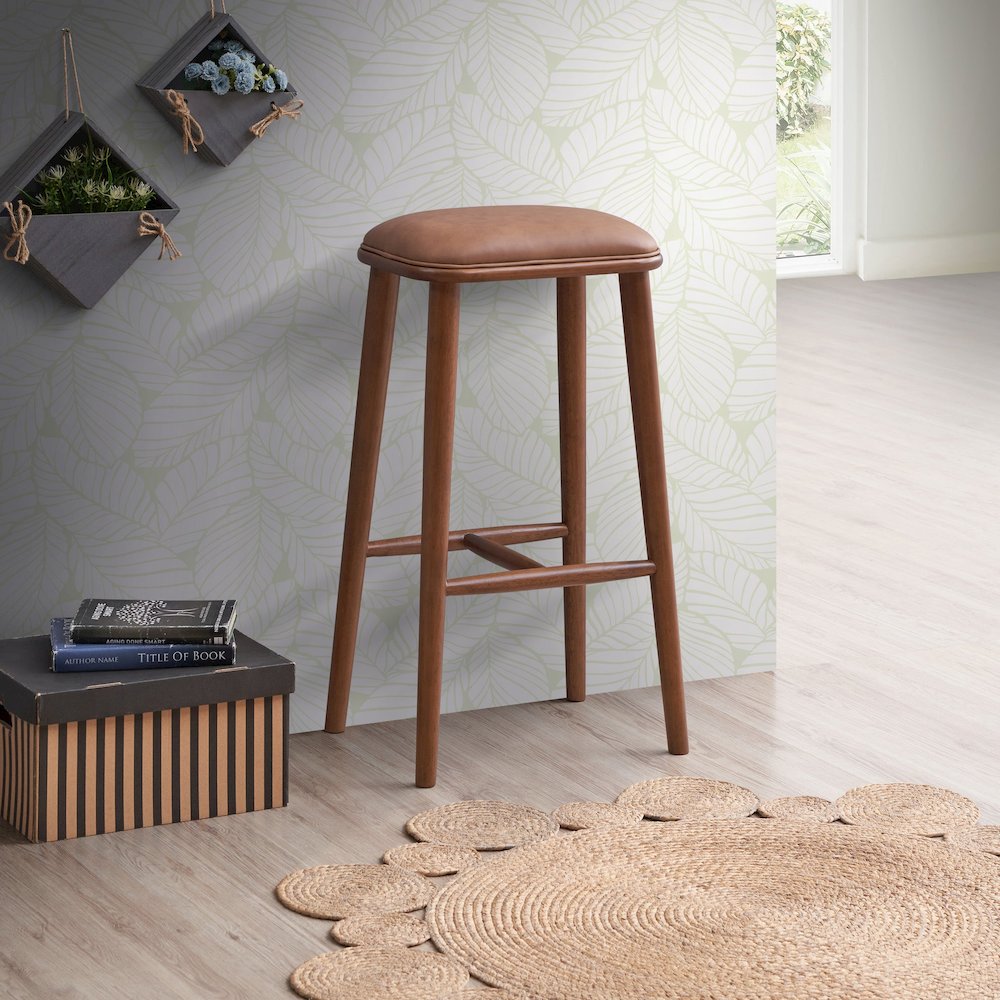 Jason Walnut PU Leather Bar Stool