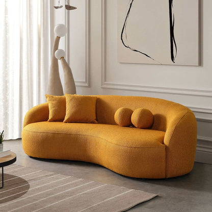 Drake Japandi Style Curvy Gold Boucle Sofa