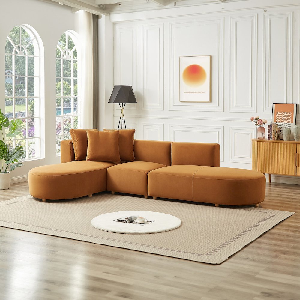 Orby Velvet Sectional Sofa Left Facing
