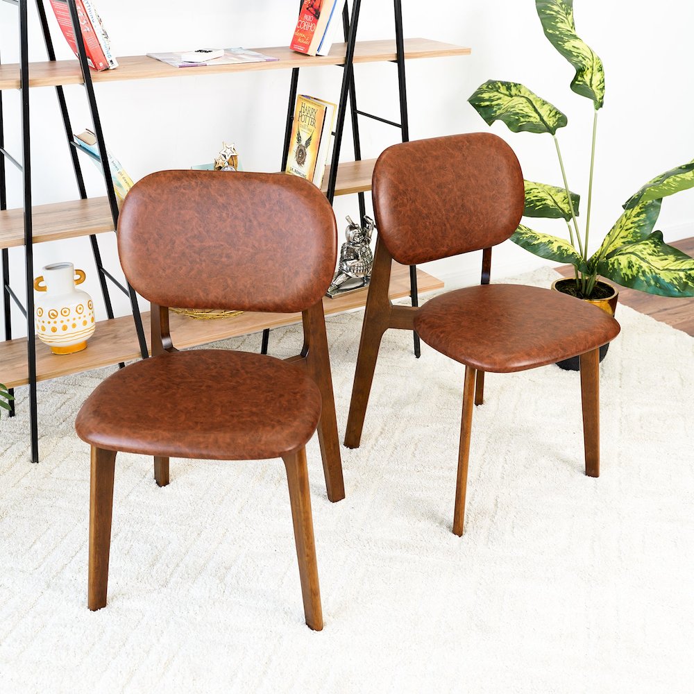Kelsey Brown Leather Dining Chair (Set Of 2)