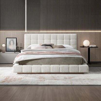 Hudson Ivory Boucle Queen Bed
