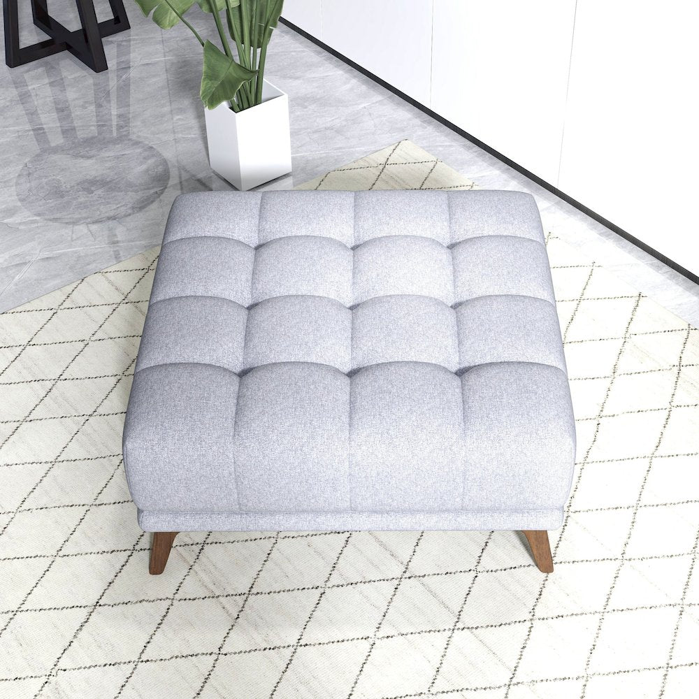 Addison Square Light Grey Upholstered Ottoman