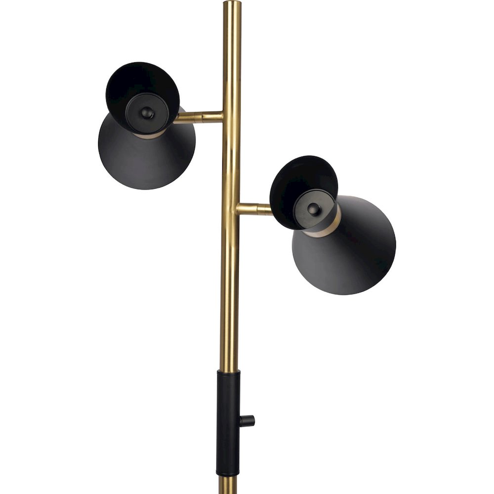 Axis Brassed Gold Floor Lamp with 4-Way Switch Double Spots with Metal Base