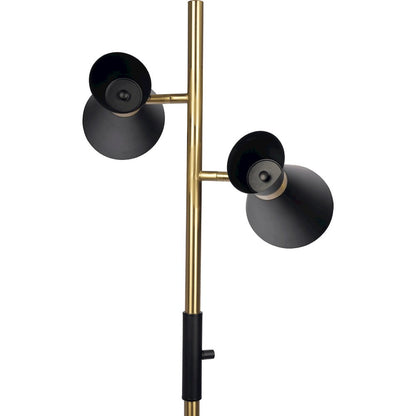Axis Brassed Gold Floor Lamp with 4-Way Switch Double Spots with Metal Base