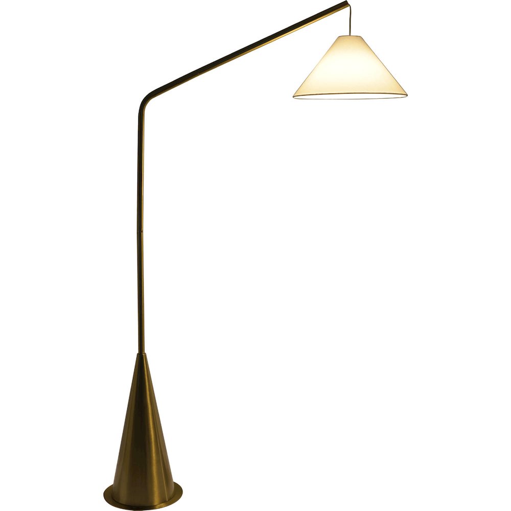 Lisbon Floor Lamp with On/Off Switch Coned Base Hanging White Shade