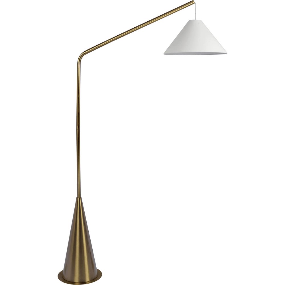 Lisbon Floor Lamp with On/Off Switch Coned Base Hanging White Shade