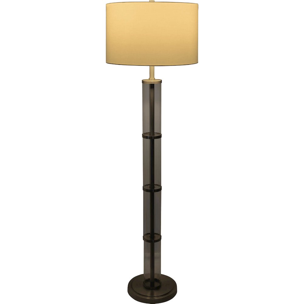 Brushed Nickel Floor Lamp with 3-Way Rotary Switch Clear Glass Body  Metal Base