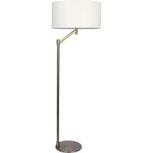 Serene Brushed Nickel Floor Lamp with Rotary Switch Metal Base White Linen Shade