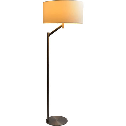 Serene Brushed Nickel Floor Lamp with Rotary Switch Metal Base White Linen Shade