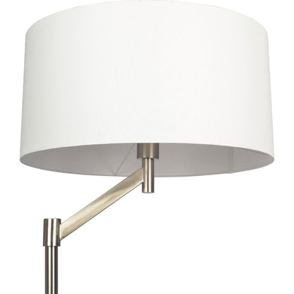 Serene Brushed Nickel Floor Lamp with Rotary Switch Metal Base White Linen Shade