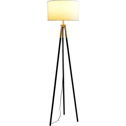 Sway Brassed Gold Floor Lamp with On/Off Switch Triple Legs White Fabric Shade
