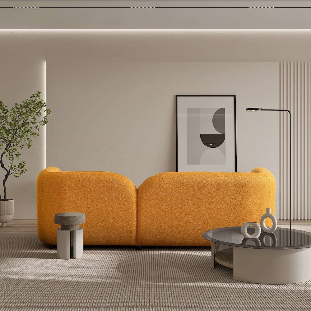Donna Japandi Style Yellow Boucle Sofa
