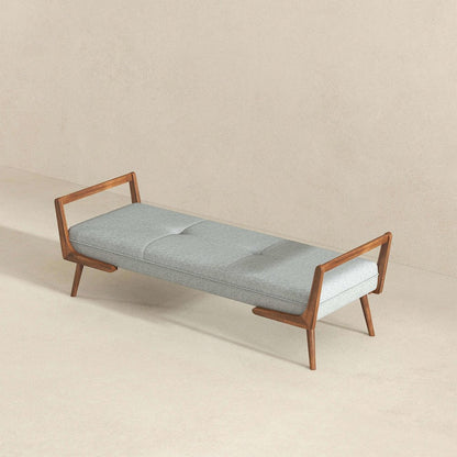 Cora Mid Century Modern Grey Fabric Bench