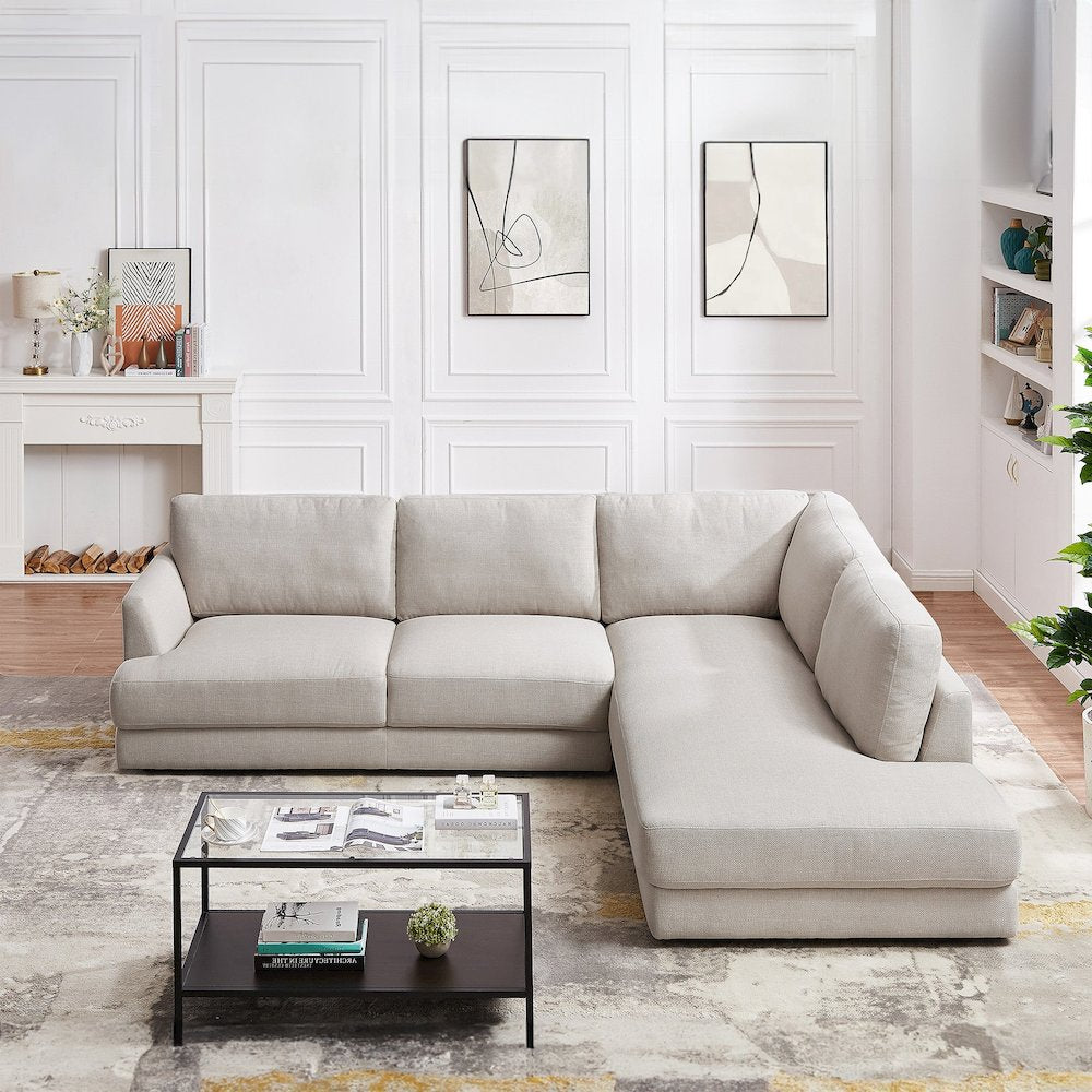 Glander Grey Fabric Left-Facing Sectional Sofa
