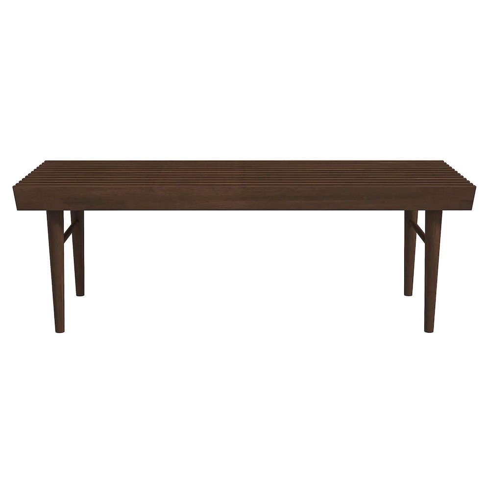 Brown Teak Wood Entryway Bench, Solid Wood Bedroom Bench for Dining Use