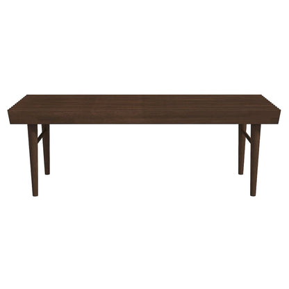 Brown Teak Wood Entryway Bench, Solid Wood Bedroom Bench for Dining Use