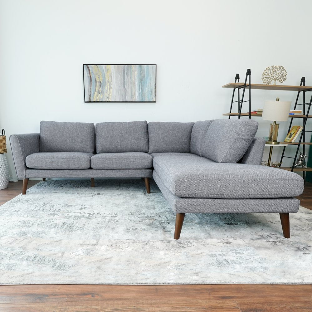 Benson Grey Sectional Sofa Right Facing Chaise