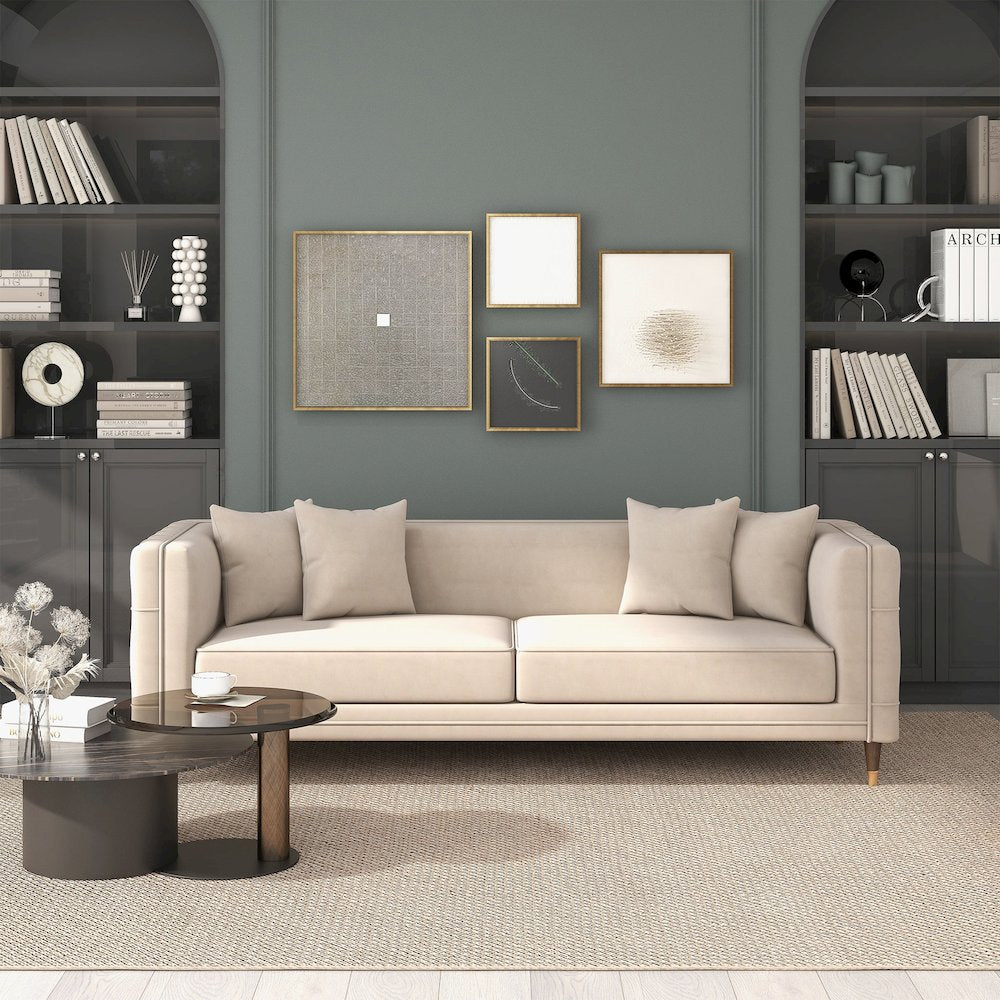 Nora Light Cream Velvet Sofa