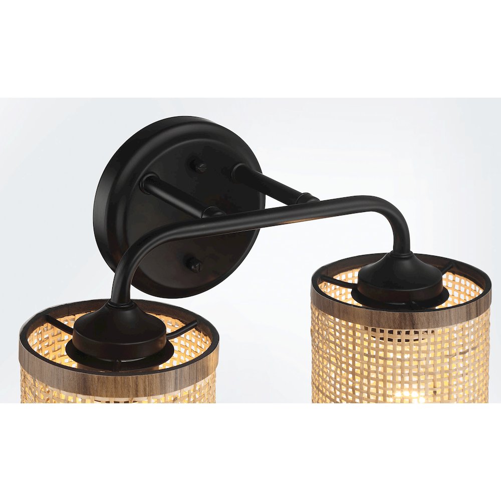 Quell 2-Light Rattan Wall Sconce with Black Metal Finish