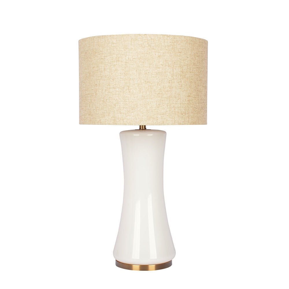 Cascade Glass Lamp Golden Base - Off White Glass Table Lamp