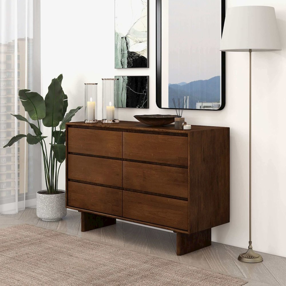 Dubrovnik Mid Century Modern Walnut Dresser With 6 Drawers