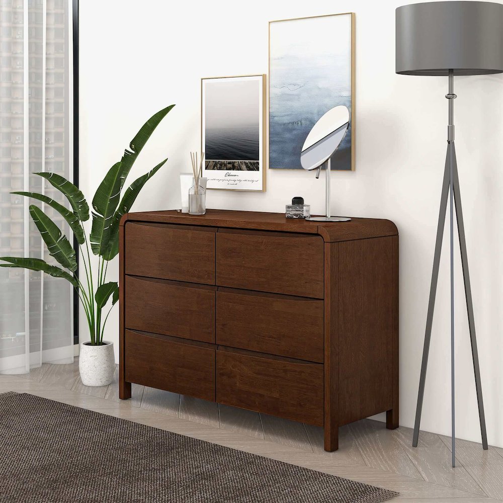 Lionel Mid Century Modern Solid Wood 6-Drawer Dresser