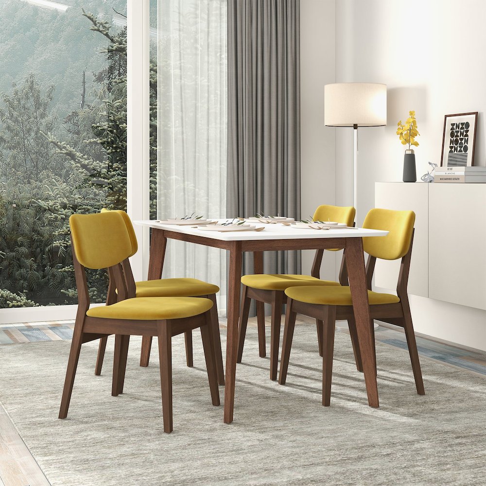 Carlos Dark Yellow Velvet Solid Back Side Chair (Set Of 2)