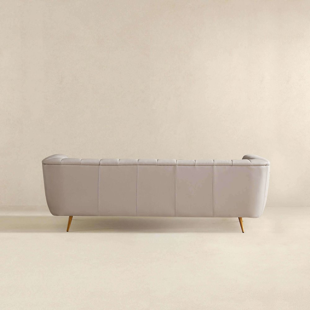 LaMattina Genuine Italian Leather Channel Tufted Sofa