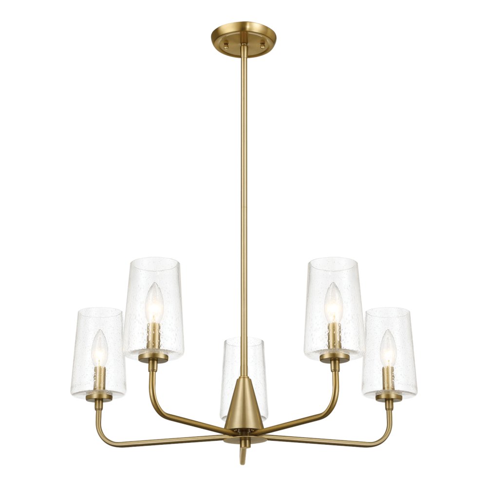 Dazzle Five Lights Chandelier With Clear Seeded Glass -Satin Brass