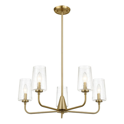 Dazzle Five Lights Chandelier With Clear Seeded Glass -Satin Brass