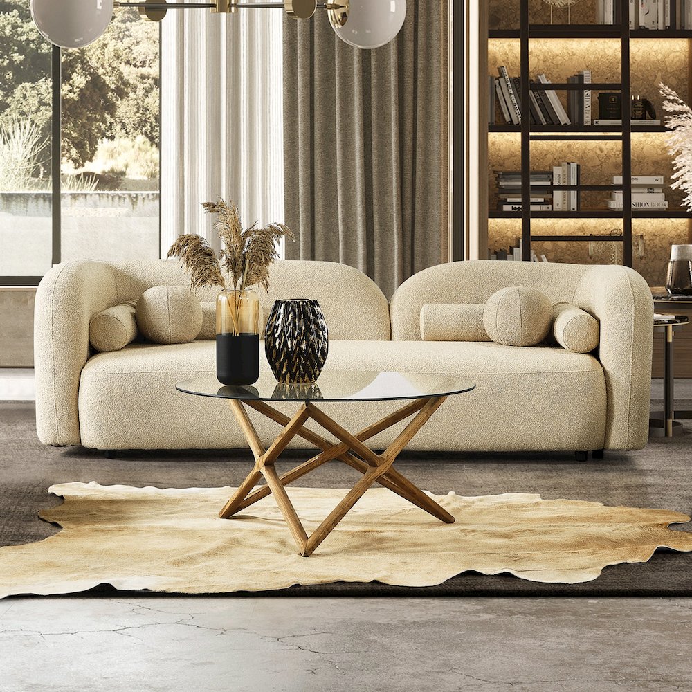 Donna Japandi Style Ivory Boucle Sofa